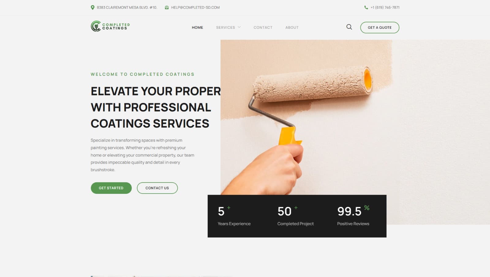 Completed Coatings website preview