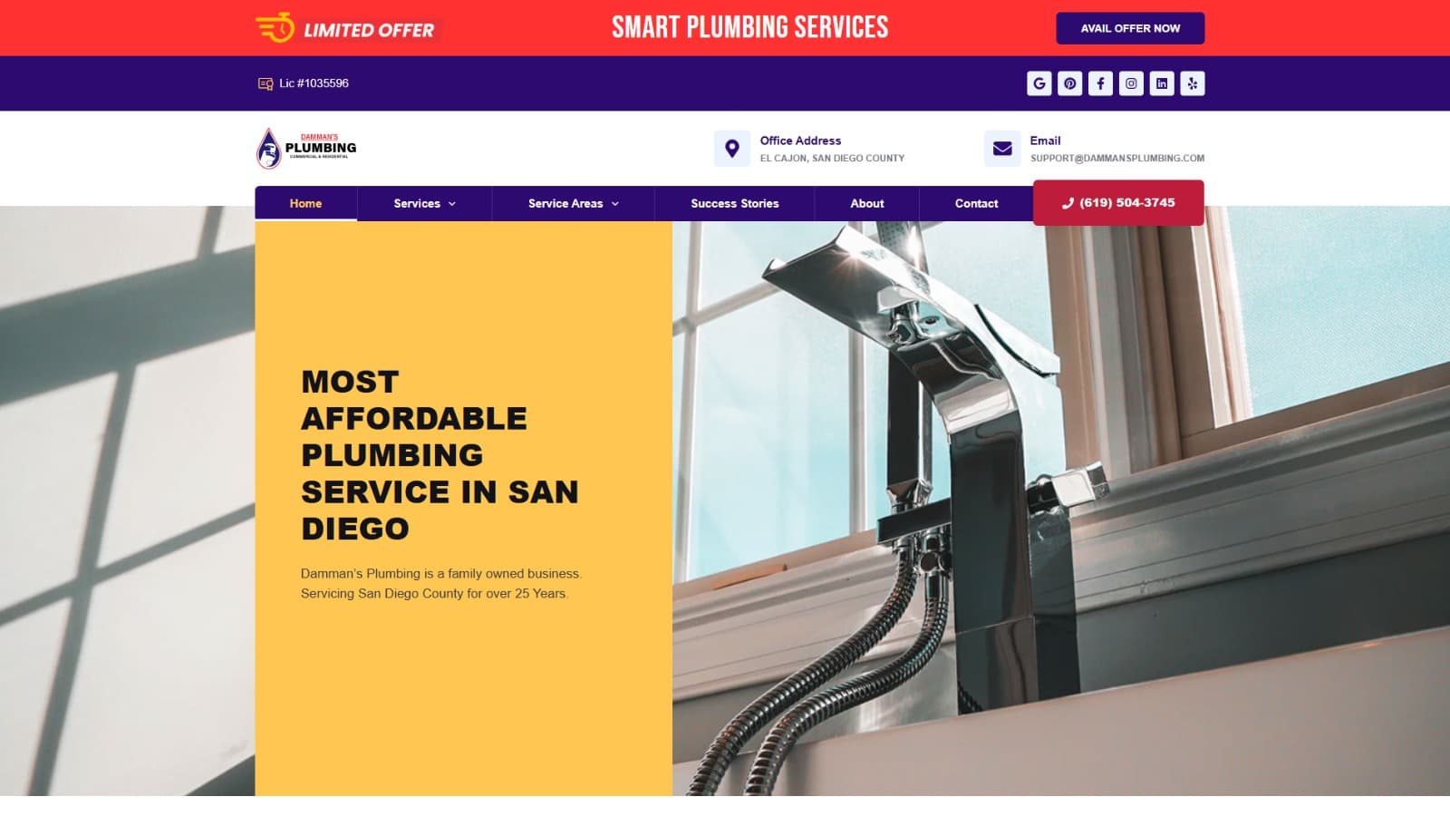 Dammans Plumbing website preview
