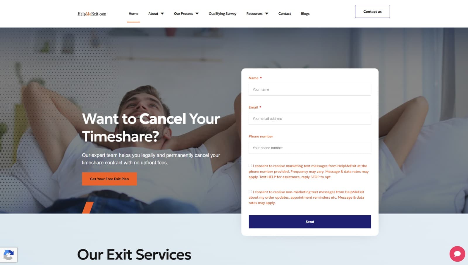 Help Me Exit website preview