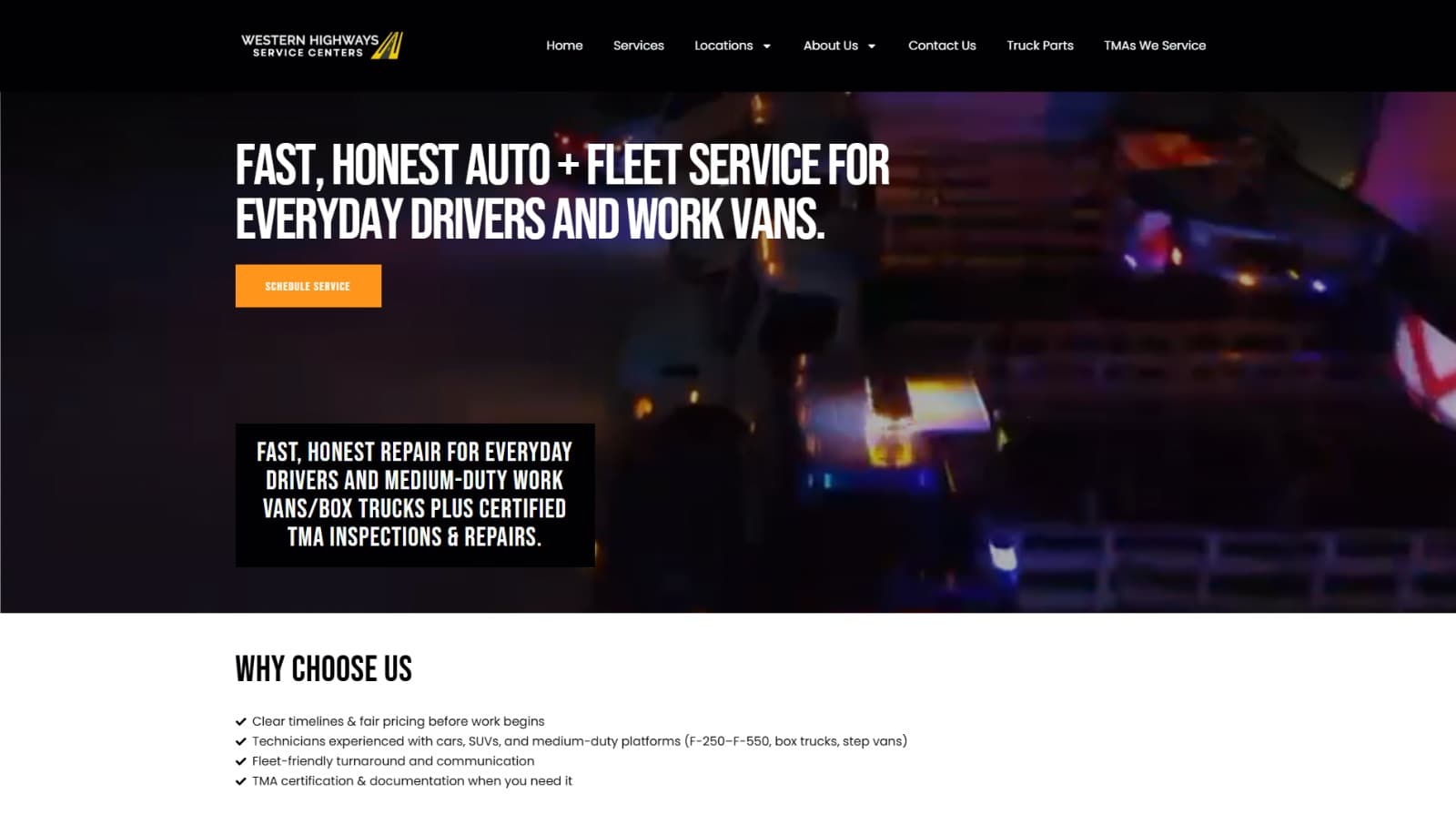 WH Trucks website preview